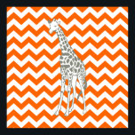 Poster Tangerine Safari Chevron avec Pop Art Giraffe<br><div class="desc">Mod Chevron motif dans la palette de couleurs Safari Moods d'Emporio Moffa, avec la girafe pop art sur un côté.</div>