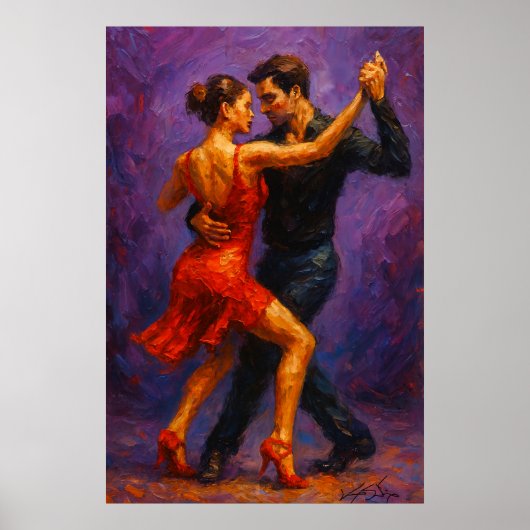 Poster Tango Passion Robe Rouge Danse (Devant)