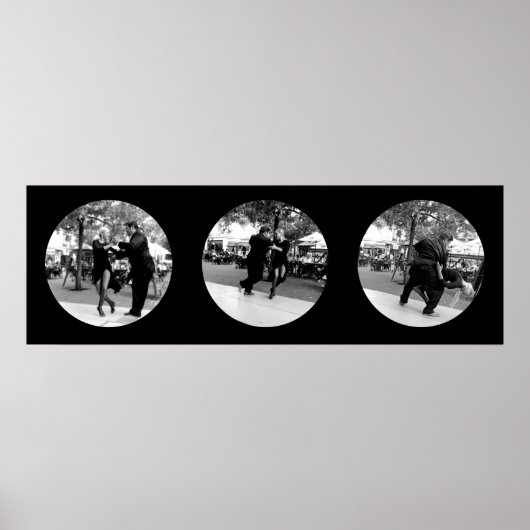 Poster Tango sur la Plaza à Buenos Aires - Noir & Blanc (Devant)