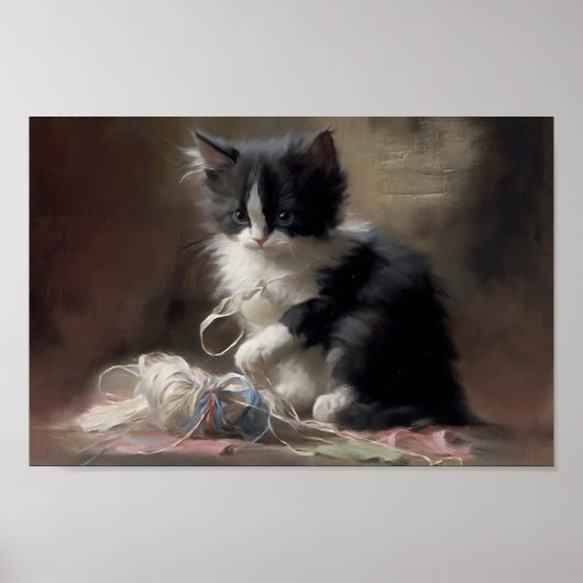 Poster Tangup Dans Fun Black and White Kitten (Devant)
