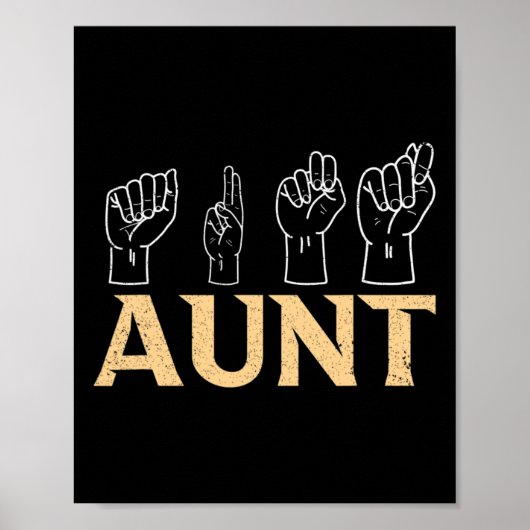 Poster Tante ASL American Sign Language Interprète Sourd  (Devant)