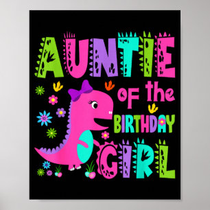 Poster Tante de la fille d'anniversaire saurus rex dinosa