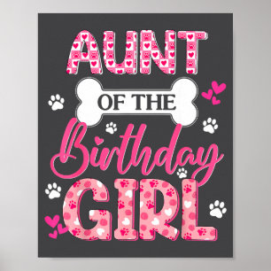 Poster Tante de la fille d'anniversaire Thème de patte de