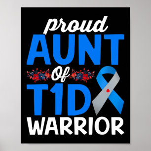 Poster Tante fière de guerrier survivant T1d sensibilisat