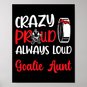 Poster Tante gardien de but de hockey sur glace folle de