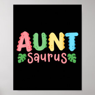 Poster Tante Saurus Enfants Dinosaur Anniversaire Fête Fa
