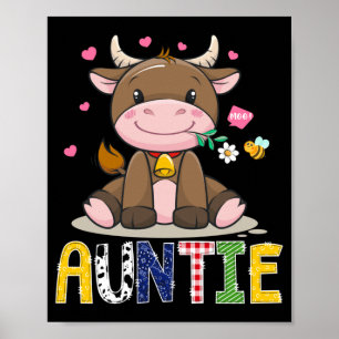 Poster Tante Vache Mignonne Fermier Anniversaire Garçon A