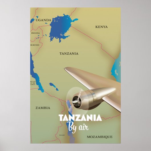 Poster Tanzanie par avion (Devant)