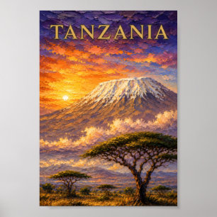 Poster Tanzanie : Radiant Mont Kilimandjaro Art Souvenir