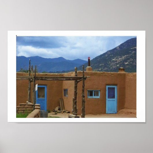 Poster Taos Pueblo 2 portes bleues (Devant)