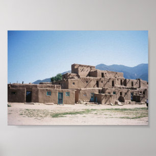 Poster Taos Pueblo au Nouveau-Mexique