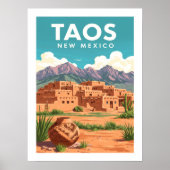 Poster Taos vintage Nouveau-Mexique (Devant)