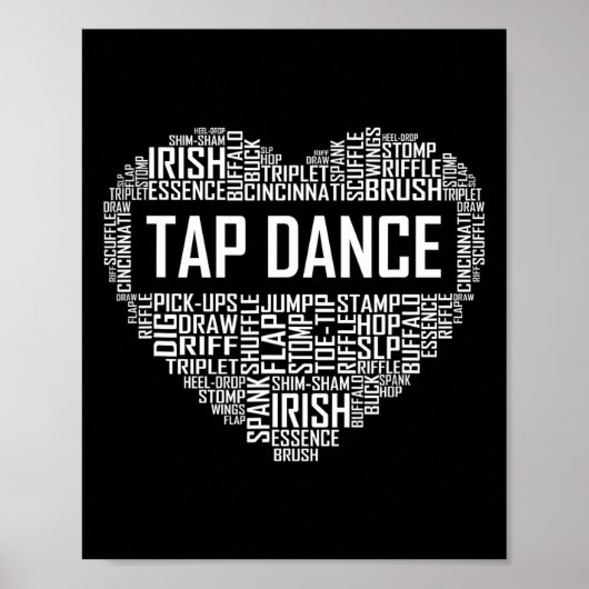 Poster Tap Danse Coeur Amoureux Cadeau Tap Danseuse Cadea (Devant)