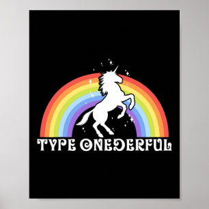 Poster Tapez Onederful Type 1 Diabetes Licorne Arc-en-cie