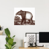 Poster Tapir malaisien dans un paysage d'impression antiq (Bureau à domicile)