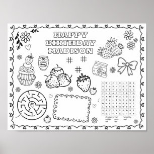 Poster Tapis de coloriage de joyeux anniversaire à la fra
