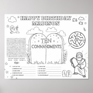 Poster Tapis de coloriage des dix commandements modifiabl