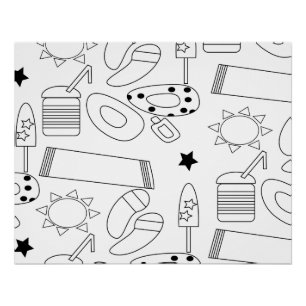 Poster Tapis de coloriage d'été thème plage