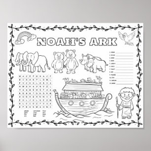 Poster Tapis de coloriage éditable de l'arche de Noé