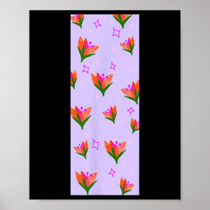 Poster Tapis de yoga à graphisme de fleurs de lune Flores