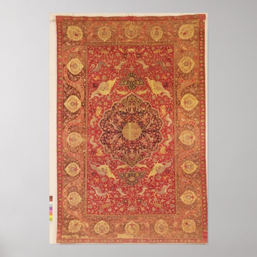 Poster Tapis décoré de scènes de combats d'animaux (Devant)