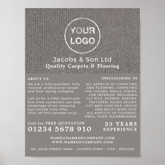 Poster Tapis Gris, Couche Tapis, Publicité sur poitrine (Devant)