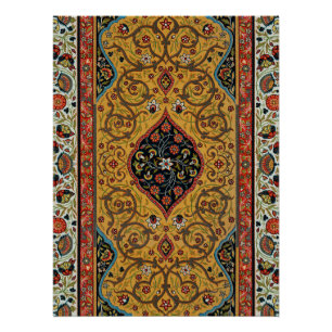 Poster Tapis Persan Ancien Dessin Élégant