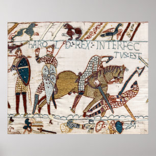 Poster TAPISserie DE BAYEUX Mort du roi Harold à la batai