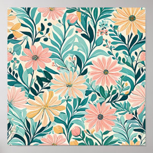 Poster Tapisserie florale dynamique
