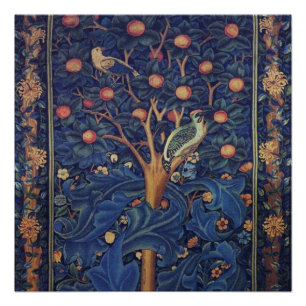 Poster Tapisserie Pic-vert de William Morris modèle bleu
