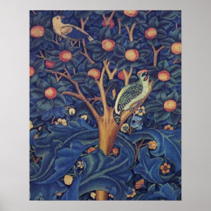 Poster Tapisserie Pic-vert de William Morris modèle bleu