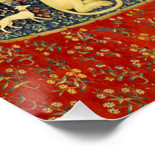 Poster Tapisseries Unicorne Lady Legend Médiéval (Coin)