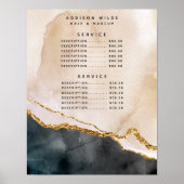 Poster Tarif de service de marbre rose or noir aquarelle (Devant)