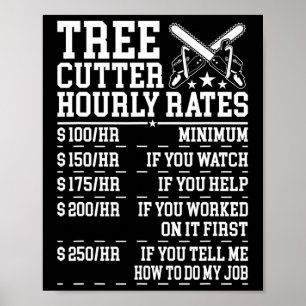 Poster Tarif horaire de coupeur d'arbres drôle bûcheron a
