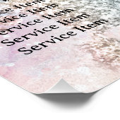 Poster Tarif Parties scintillant Aquarelle Faux Iridescen (Coin)