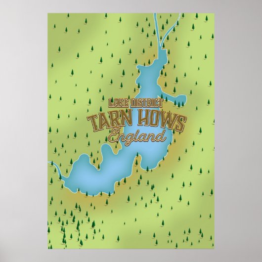 Poster Tarn Hows, district du lac, plan de voyage. (Devant)