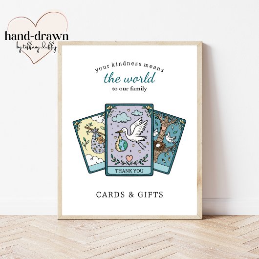 Poster Tarot Baby Shower Frameable Gift Table Sign