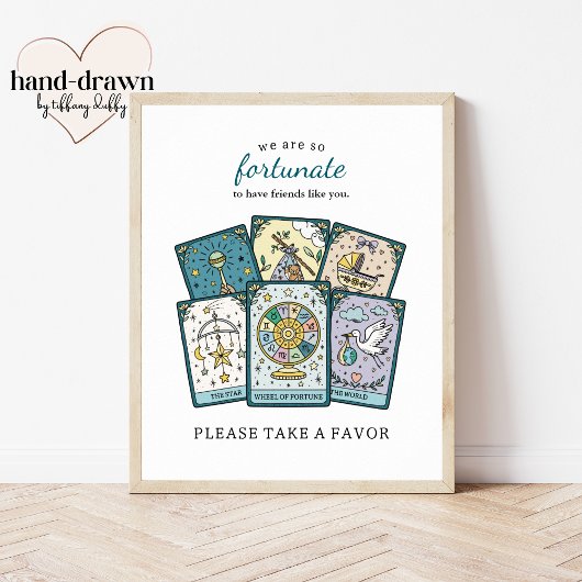 Poster Tarot Baby Shower Party Favor Frameable Table Sign