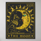 Poster Tarot Card Crescent Moon Cleopatra And Sphynx Cat (Devant)