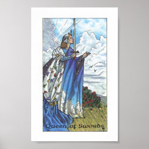 Poster Tarot en bois de Robin - reine des épées