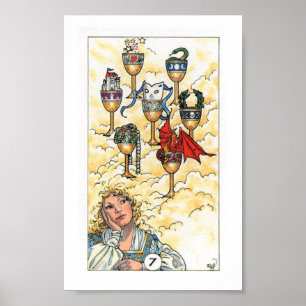 Poster Tarot en bois de Robin - sept de tasses