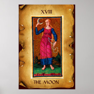 POSTER TAROTS ANCIENS RENAISSANCE 18 / LA LUNE