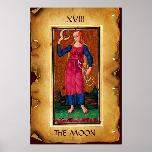 POSTER TAROTS ANCIENS RENAISSANCE 18 / LA LUNE (Devant)