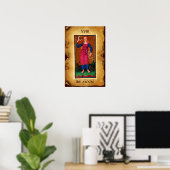 POSTER TAROTS ANCIENS RENAISSANCE 18 / LA LUNE (Bureau à domicile)