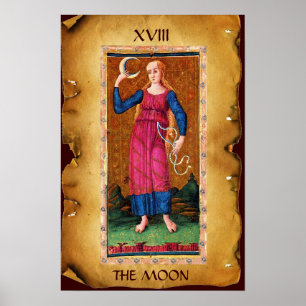 POSTER TAROTS ANCIENS RENAISSANCE 18 / LA LUNE