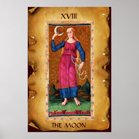 POSTER TAROTS ANCIENS RENAISSANCE 18 / LA LUNE (Devant)