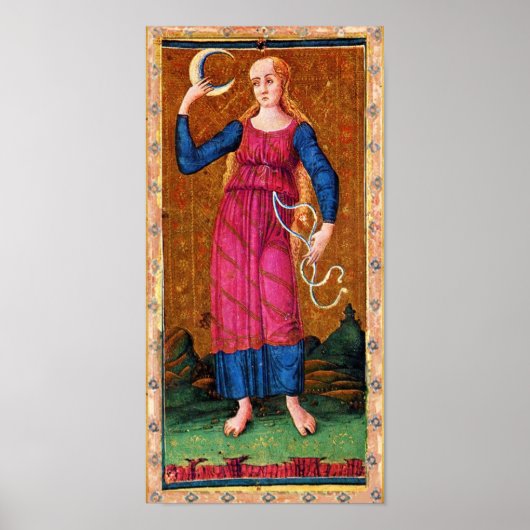 POSTER TAROTS ANCIENS RENAISSANCE 18 / LA LUNE (Devant)