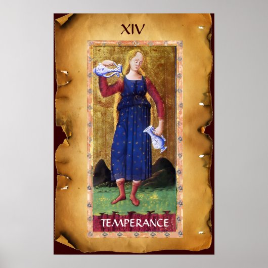 POSTER TAROTS DE RENAISSANCE ANTIQUE 14 / TEMPÉRANCE (Devant)