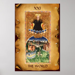 POSTER TAROTS DE RENAISSANCE ANTIQUE 21 / LE MONDE