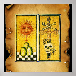 POSTER TAROTS DE RENAISSANCE ANTIQUE /LE SOLEIL, L'ACE DE